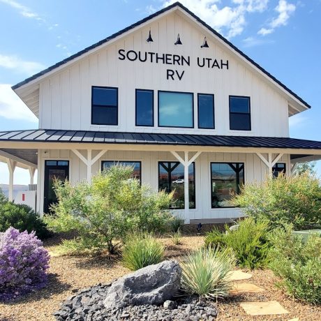 A modern clubhouse with comfortable seating and recreational areas at Southern Utah RV Resort near St. George, Utah.