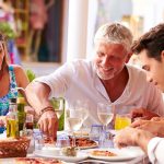 A family eating at restaurant