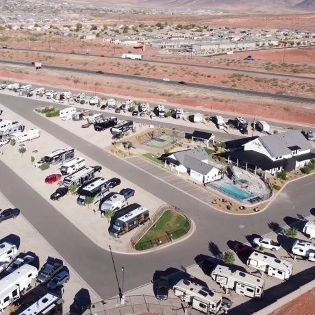 Spacious RV sites with stunning mountain views at Southern Utah RV Resort near St. George, Utah.